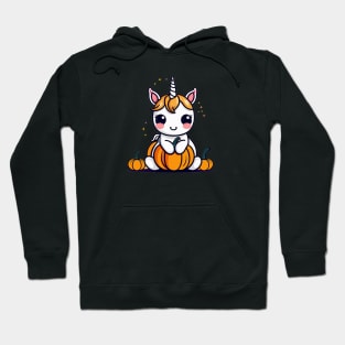 Unicorn with halloween pumpkin Hoodie